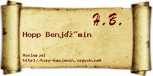 Hopp Benjámin névjegykártya