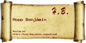 Hopp Benjámin névjegykártya